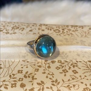 Jamie Joseph Moss Aquamarine Cabochon Ring